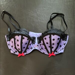 Victoria secret Polka Dot Lace Trim Bra - Purple and Black